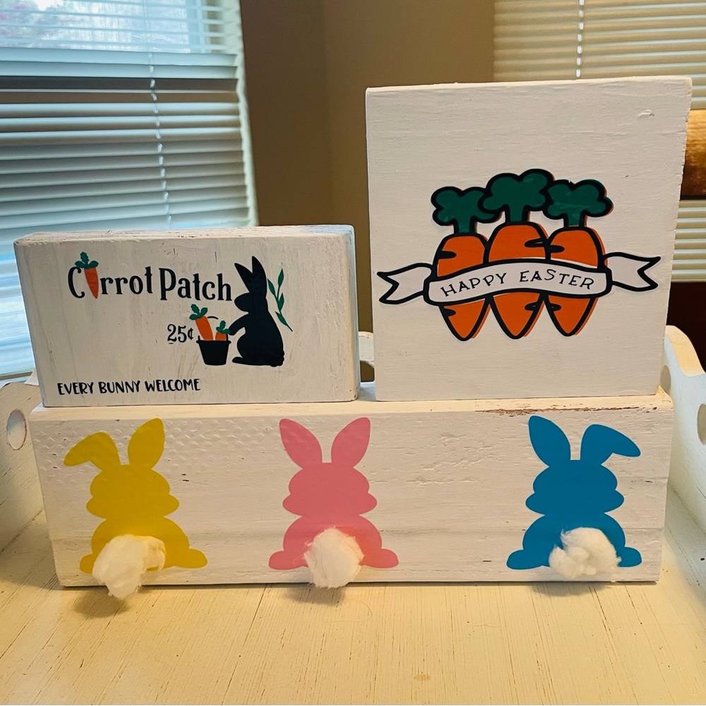 Set of 3 Easter Block Decor